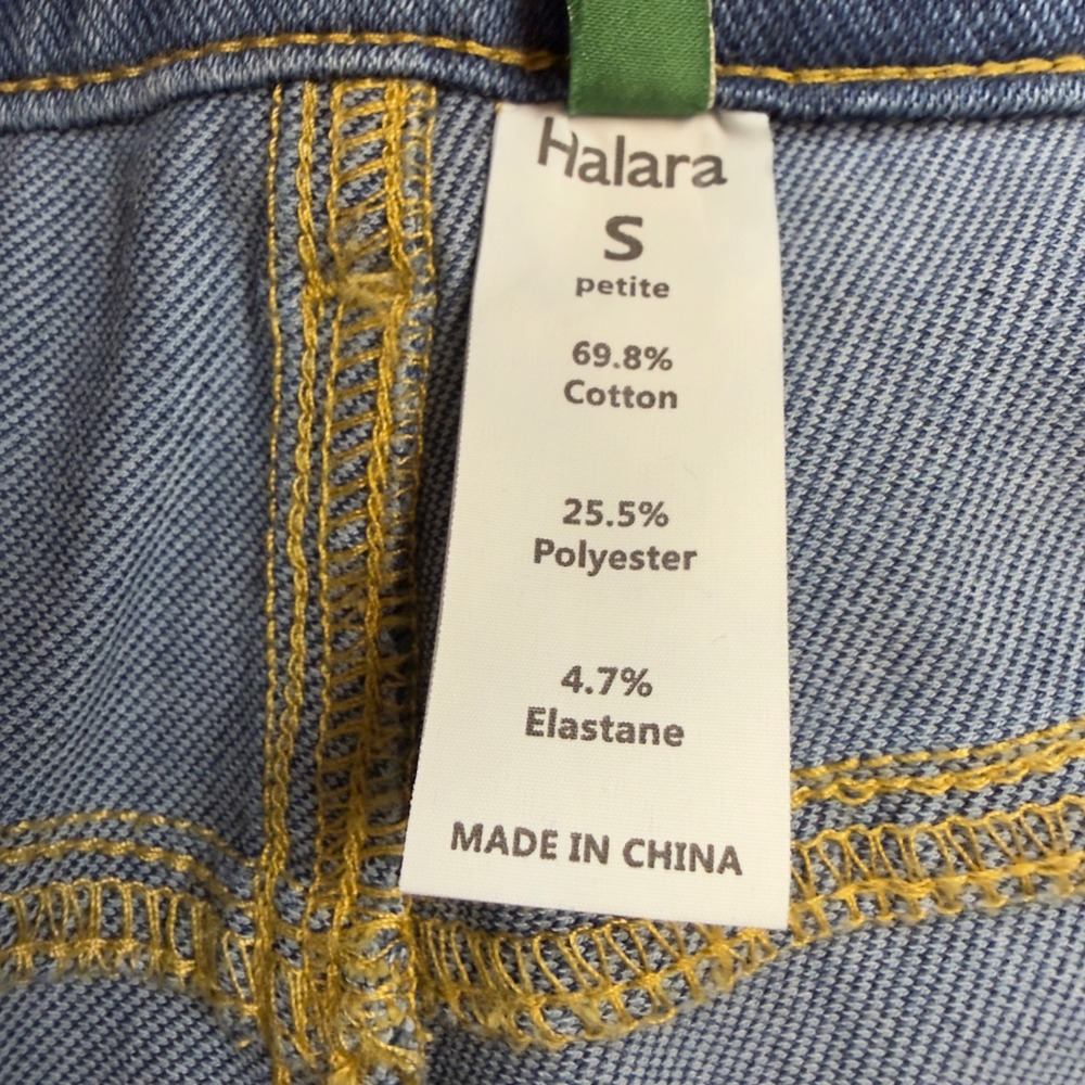 Halara Petite Wide Leg Rolled Hem Medium Wash High Rise Blue Denim Small Petite - Picture 5 of 10
